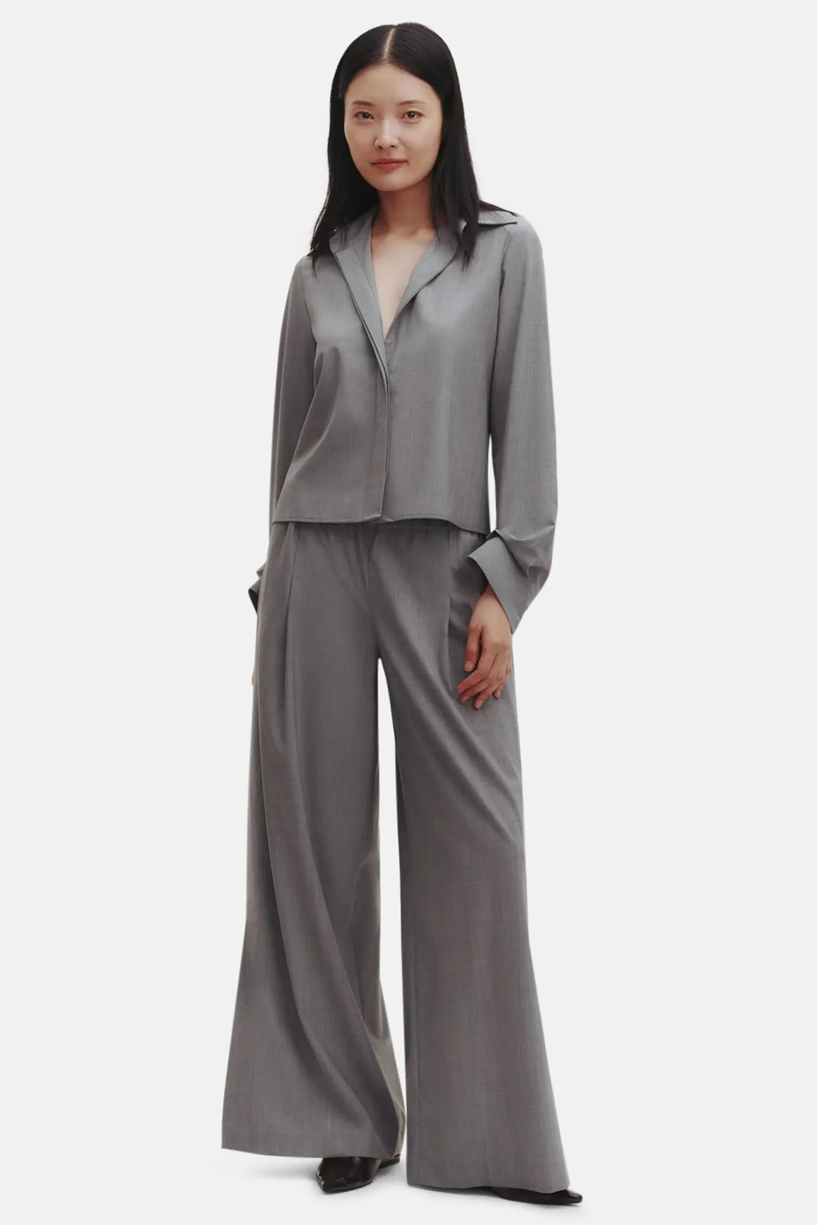 Eva Pant With Tux Pleat Medium Heather Grey sold by Blue & Cream product image thumbnail 5
