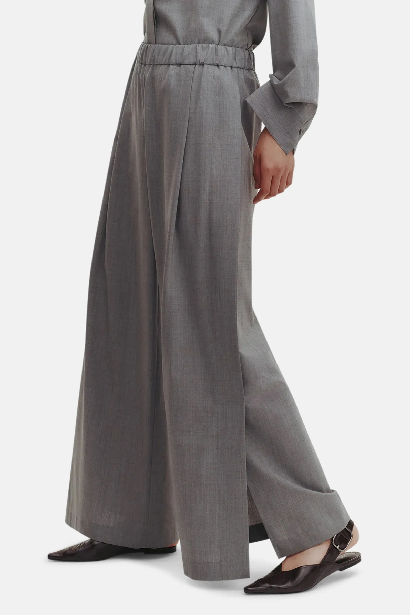 Eva Pant With Tux Pleat Medium Heather Grey sold by Blue & Cream product image thumbnail 2