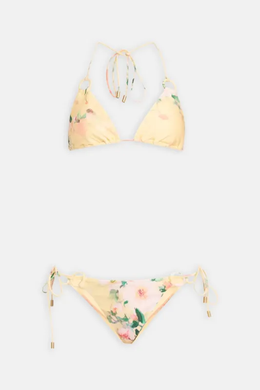 Everley Ring Tie Bikini Yellow Watercolour Floral sold by Blue & Cream