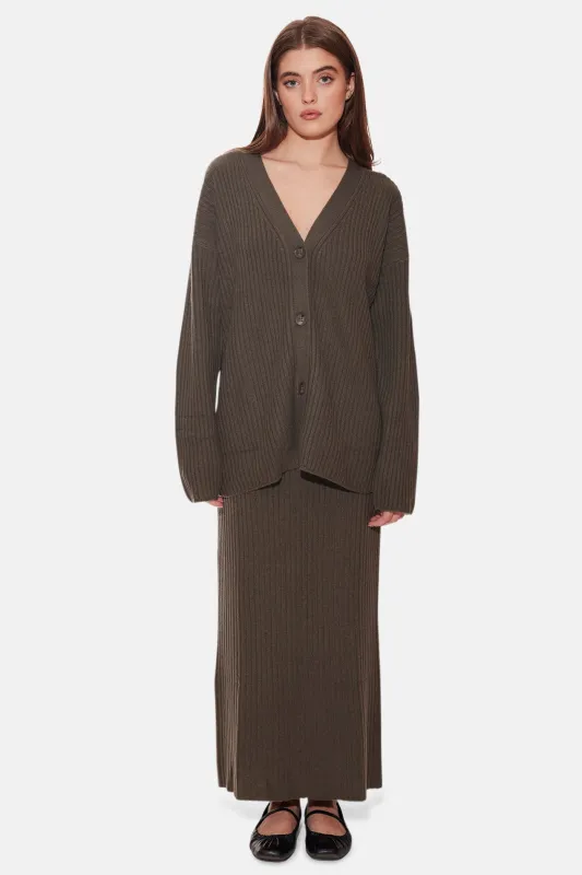 The Tile Club Lucy Cocoon Cardigan & Gertrude Maxi Skirt Tarnished sold by Blue & Cream