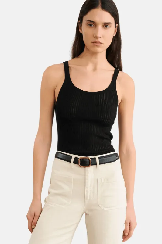Wrenley Sweater Tank Black made by Nili Lotan