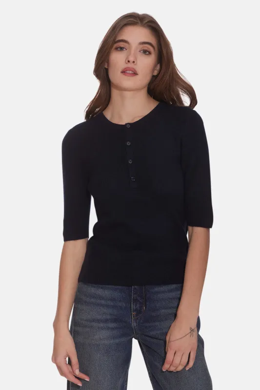 Nili Lotan Otis Jean x Tile Club Elsa Henley Navy sold by Blue & Cream