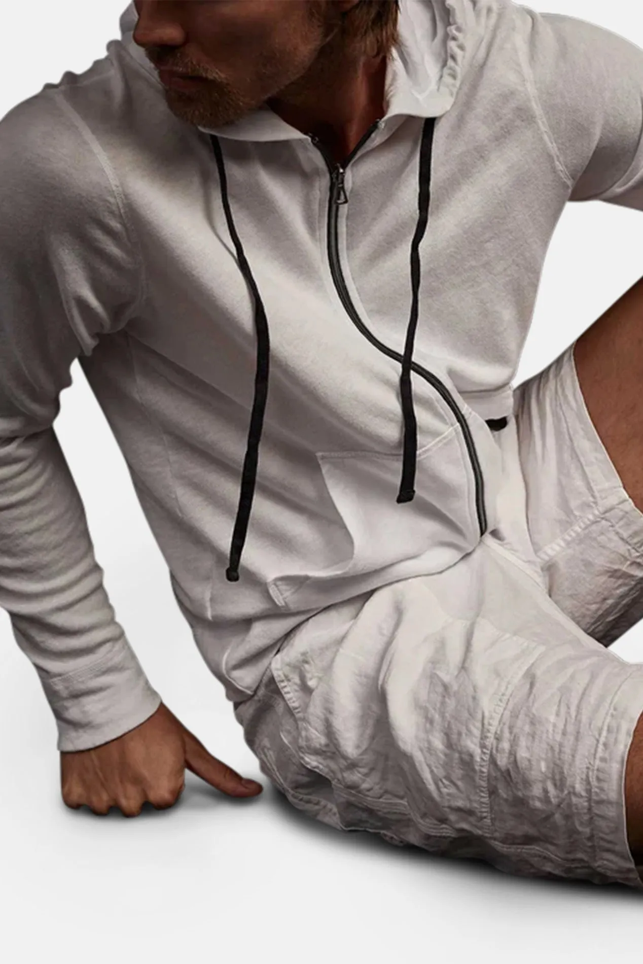 Vintage French Terry Zip Hoodie White sold by Blue & Cream product image thumbnail 2