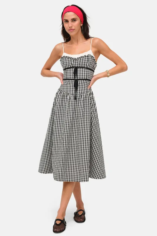 Georgia Gingham Midi Dress Black sold by Blue & Cream