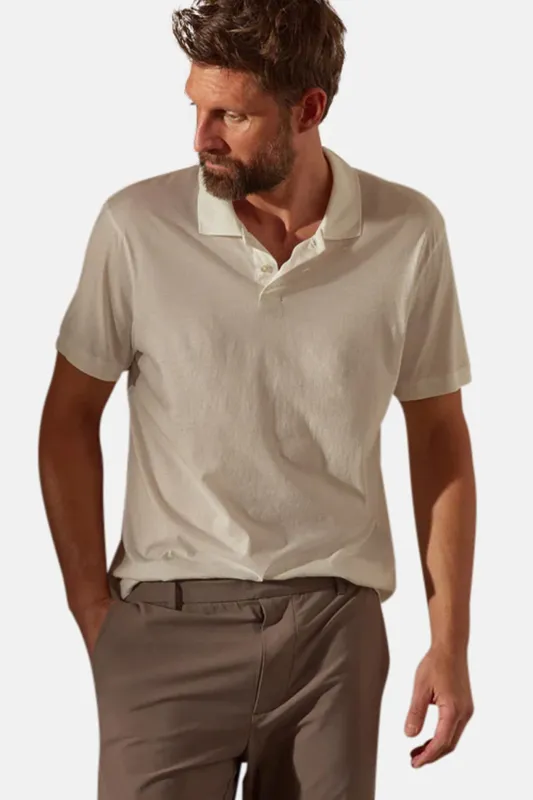 Luxe Lotus Jersey Polo White made by Blue & Cream