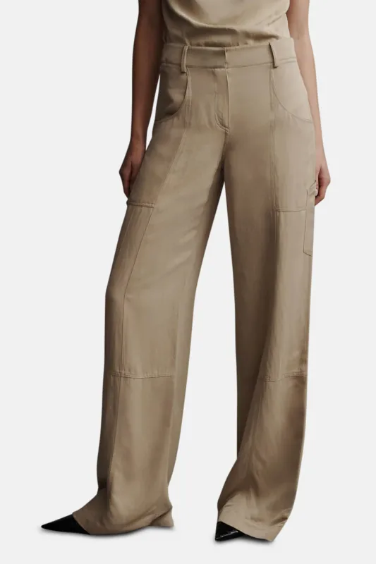 Chrystie Street Pant in Viscose/Linen Travertine sold by Blue & Cream