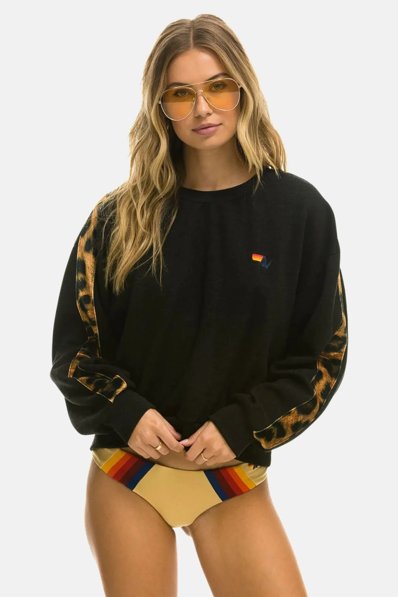 Women's Cheetah Stripe Relaxed Crewneck Black sold by Blue & Cream