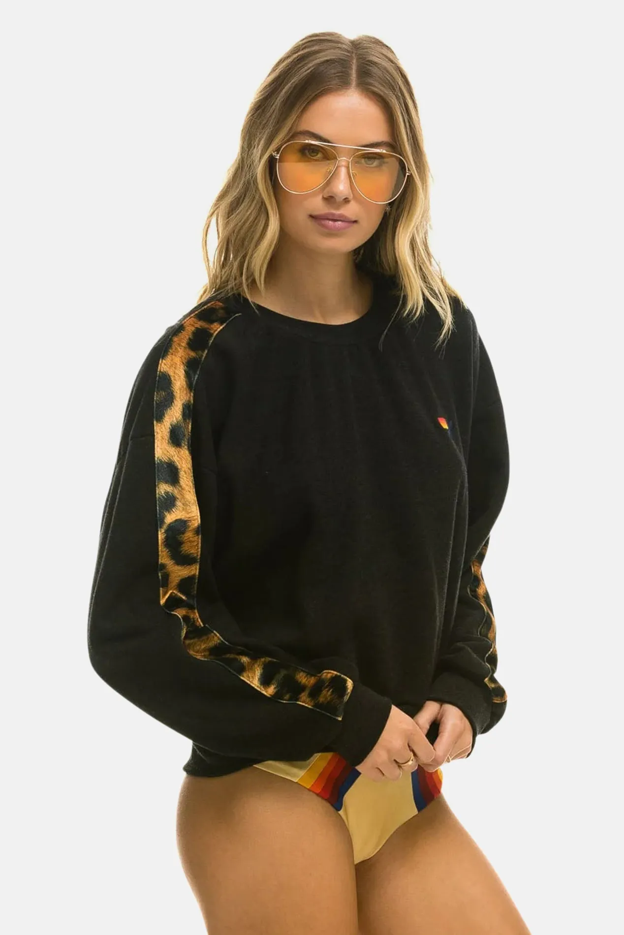 Women's Cheetah Stripe Relaxed Crewneck Black sold by Blue & Cream product image thumbnail 2