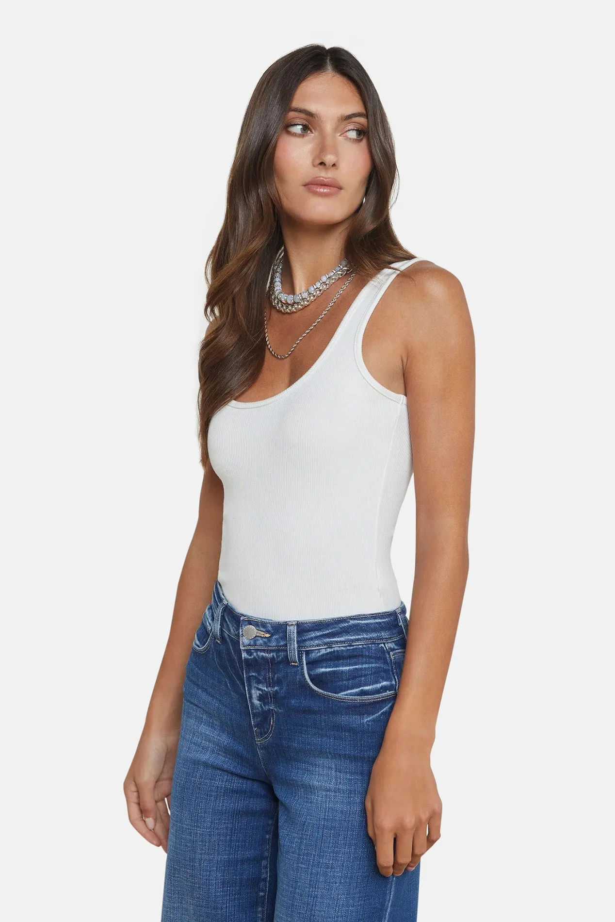 Nica Scoop Neck Bodysuit White sold by Blue & Cream product image thumbnail 2