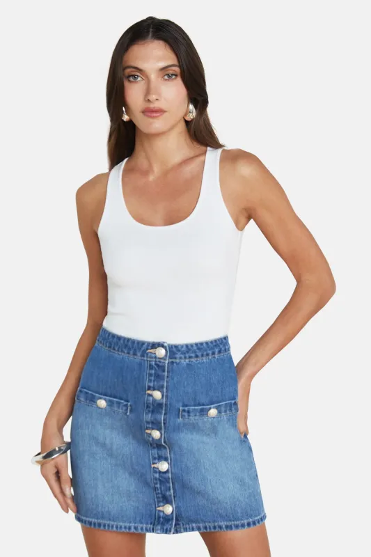 Adira Scoop Neck Tank White sold by Blue & Cream