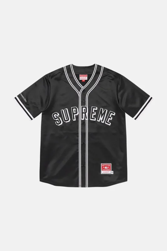 Supreme x Mitchell & Ness Satin Baseball Jersey Black made by Supreme