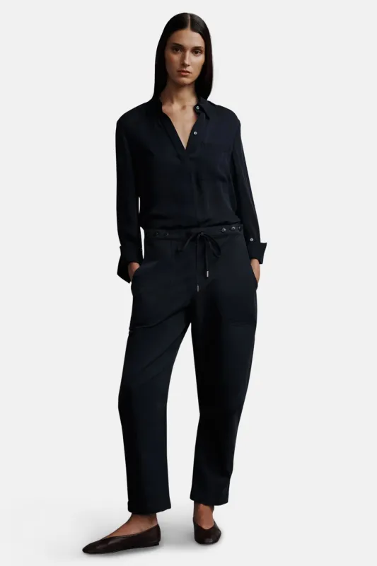Jetties Beach Pant in Stretch Compact Cotton Midnight sold by Blue & Cream