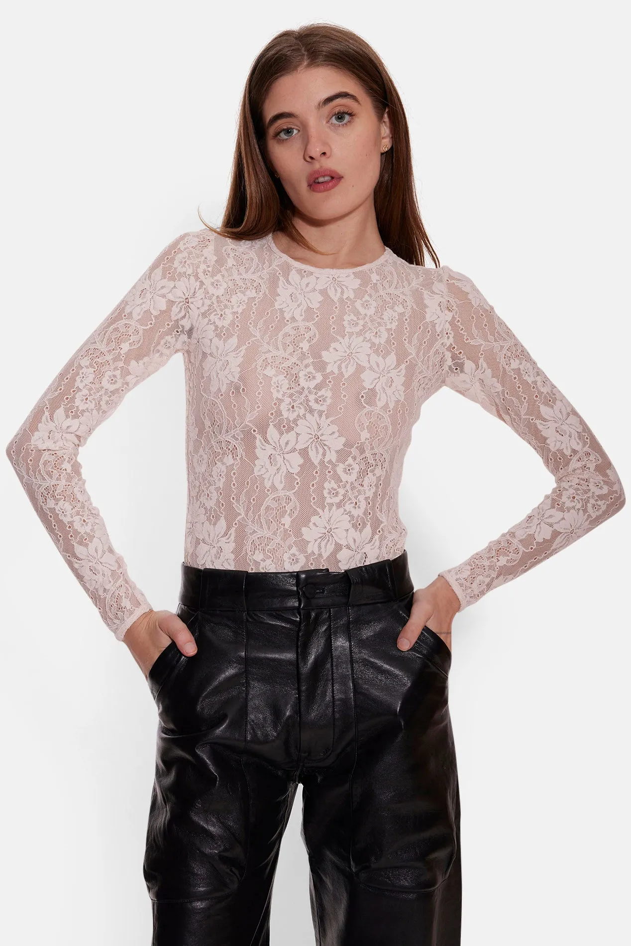 Longsleeve Lace Bodysuit Pale Pink sold by Blue & Cream