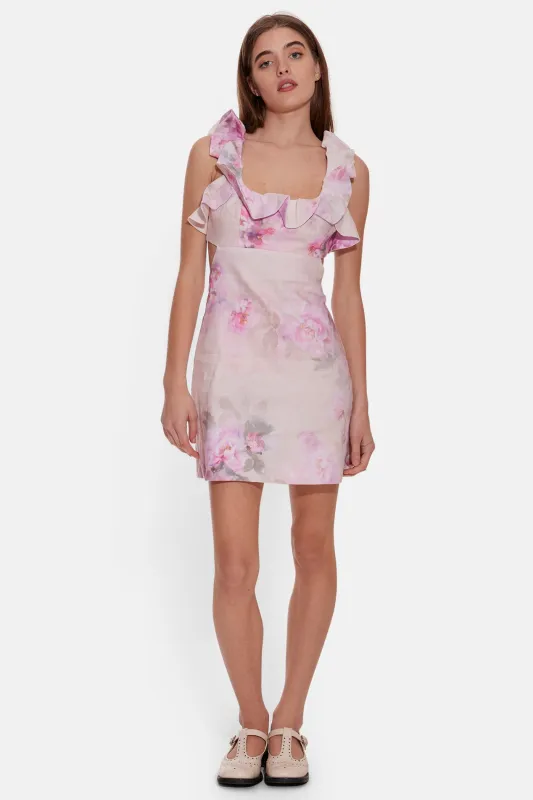 Crush Frill Mini Dress Pink Floral sold by Blue & Cream