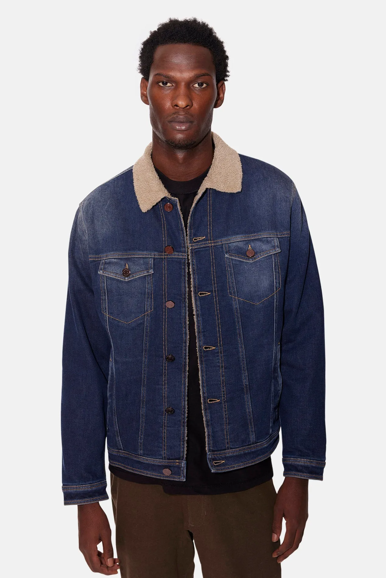 Teddy Trucker Denim Jkt Shearling Lined sold by Blue & Cream