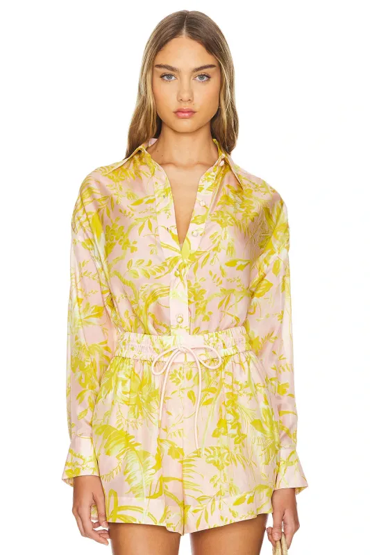 Golden Relaxed Shirt Pink/Gold Floral sold by Blue & Cream