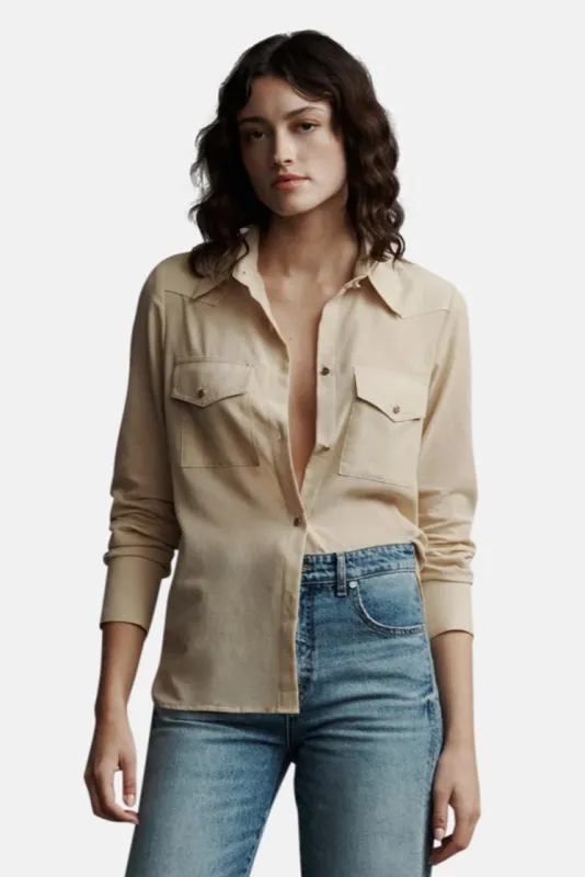 Rancher's Daughter Shirt In Sandstone sold by Blue & Cream