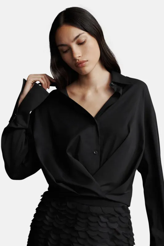 Pleated Little Joe Shirt Black sold by Blue & Cream