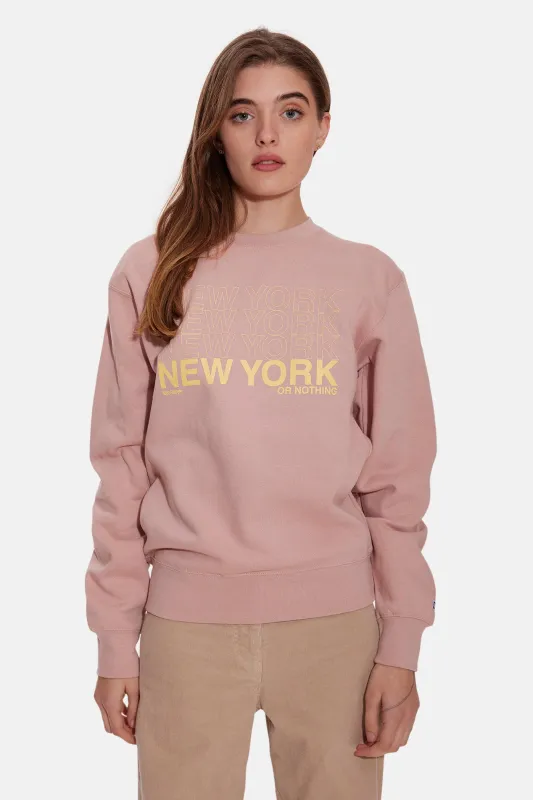 New York or Nothing Crewneck Dusty Pink/Yellow sold by Blue & Cream