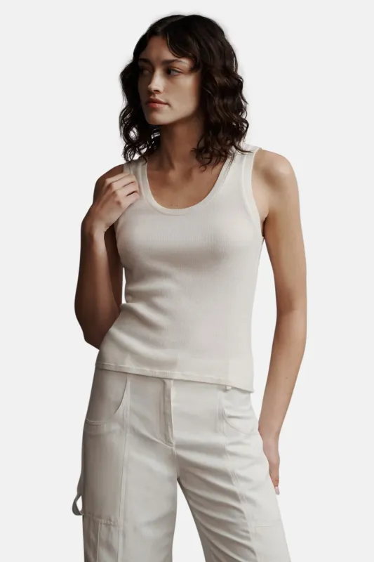 Ribbed Tank White sold by Blue & Cream