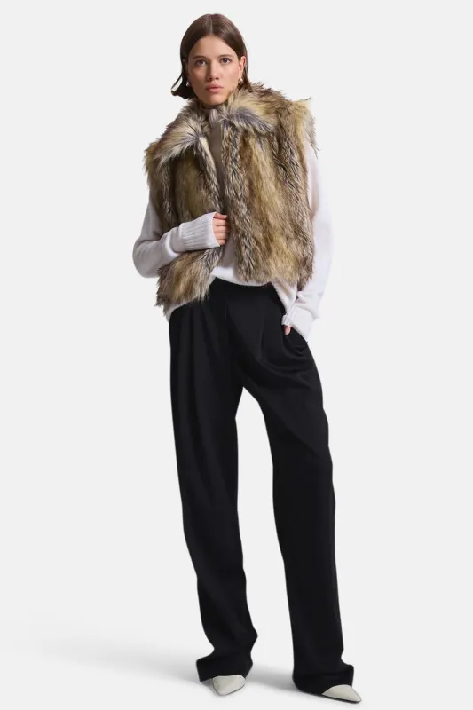 Naya Faux Fur Vest Brown Coyote made by A.L.C.