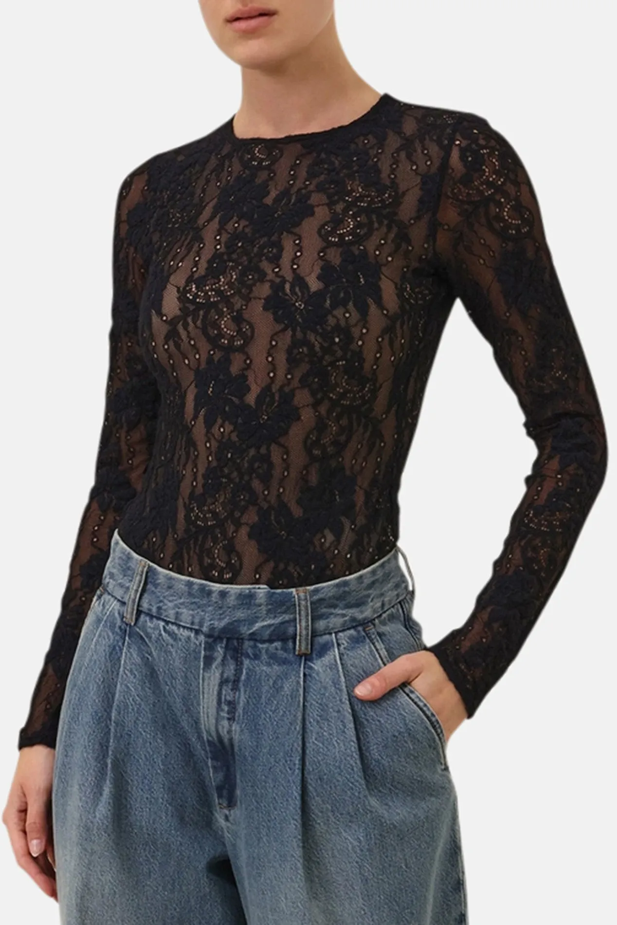 Longsleeve Lace Bodysuit Black sold by Blue & Cream