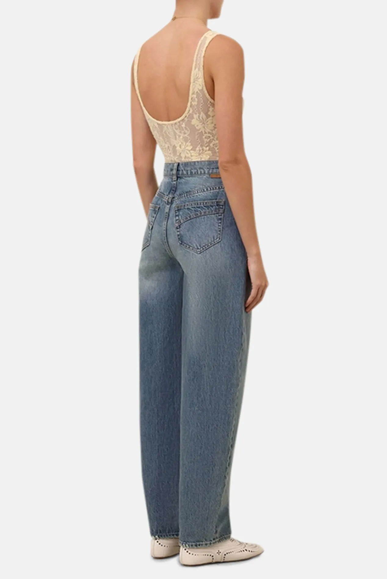 Lace Scoop Neck Bodysuit Cream sold by Blue & Cream product image thumbnail 2