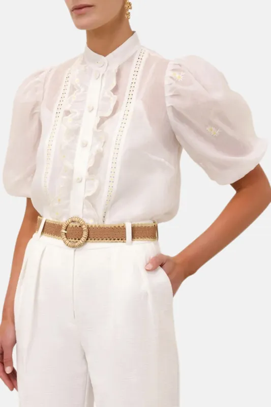 Acacia Embroidered Blouse Ivory made by Zimmermann