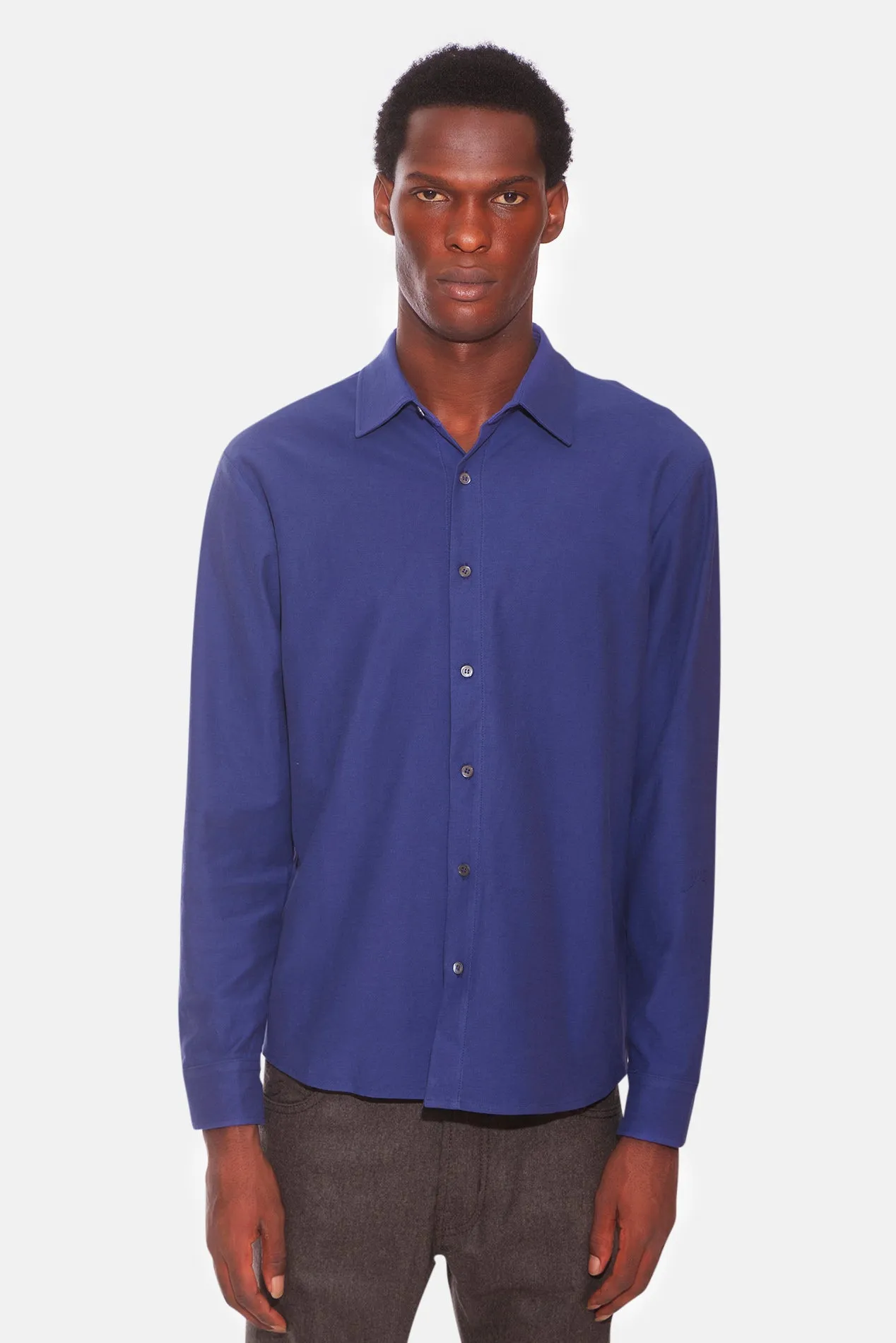 Dre Pique Button Up Shirt Marine Blue sold by Blue & Cream
