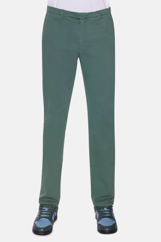 Slim Stretch Cotton Trouser Green sold by Blue & Cream