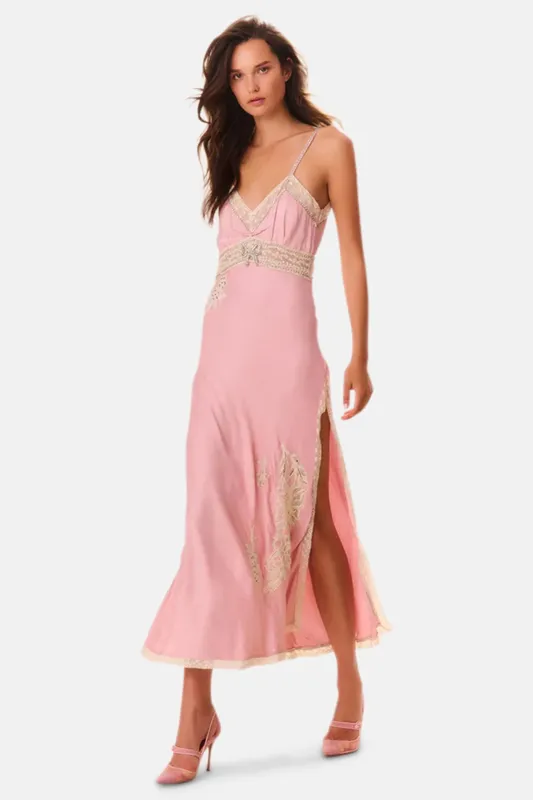Valea Embellished Satin Maxi Dress Ash Pink sold by Blue & Cream
