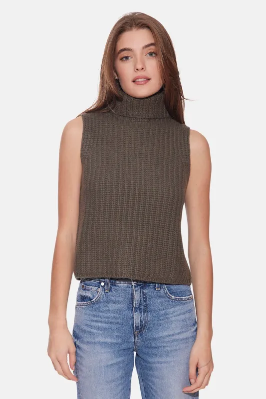 Maya Cashmere Sleeveless Turtleneck Tarnished sold by Blue & Cream