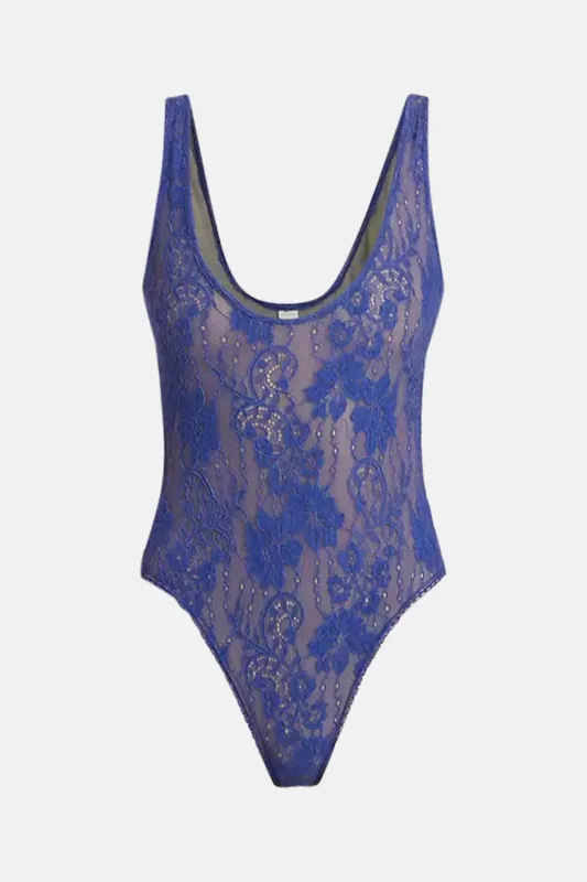 Lace Scoop Bodysuit Lapis sold by Blue & Cream