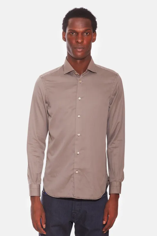 Garment Dyed Tencel Shirt Taupe sold by Blue & Cream