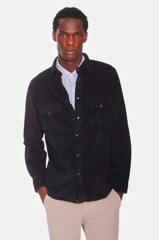 Western Cord Shirt Navy sold by Blue & Cream