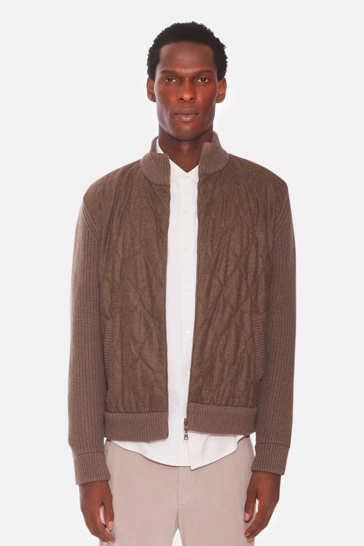 Merino Wool Zip Cardigan Brown sold by Blue & Cream