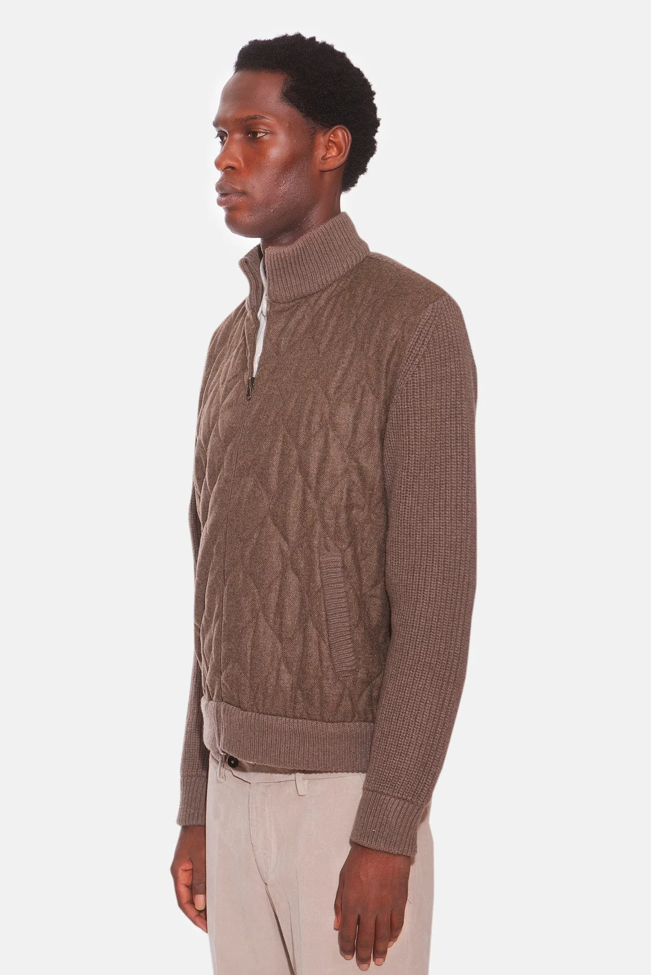 Merino Wool Zip Cardigan Brown sold by Blue & Cream product image thumbnail 4