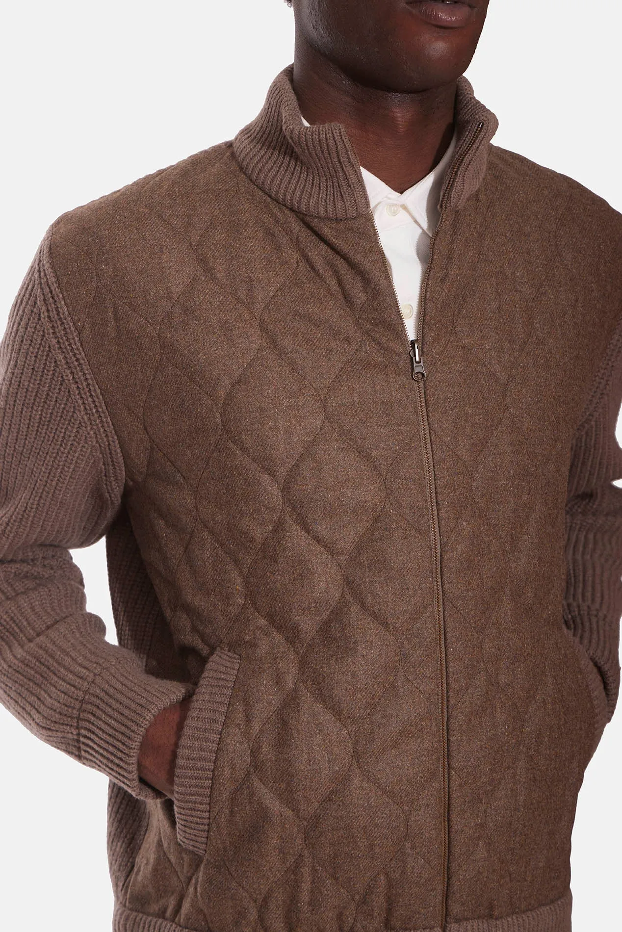 Merino Wool Zip Cardigan Brown sold by Blue & Cream product image thumbnail 2