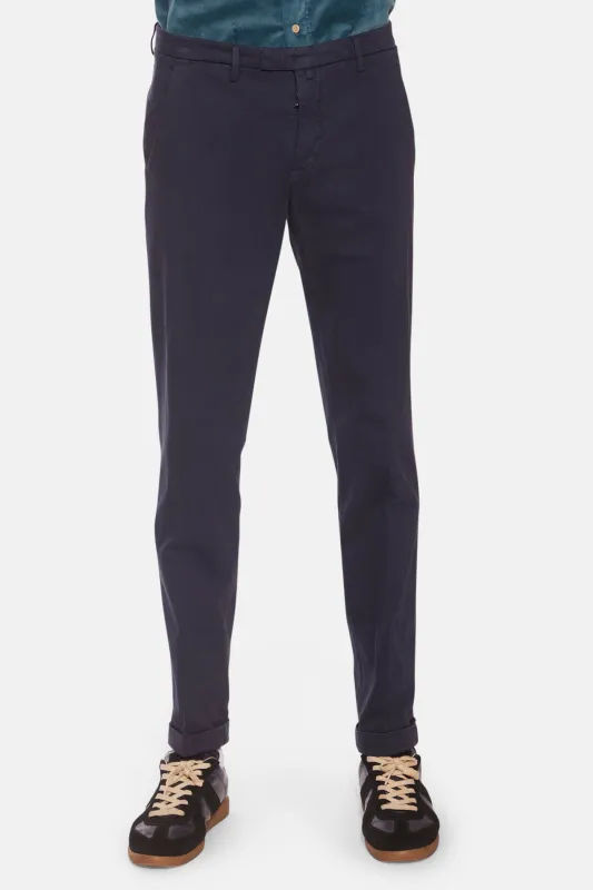Cotton Stretch Trouser W/ Cuff Navy sold by Blue & Cream