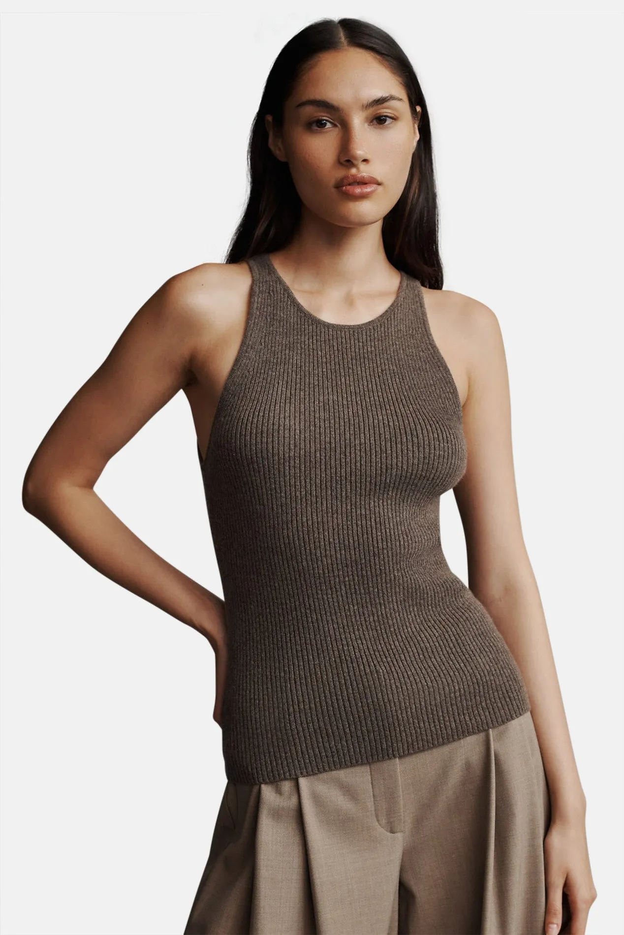 Harbor Tank In Cashmere Fudge Melange sold by Blue & Cream
