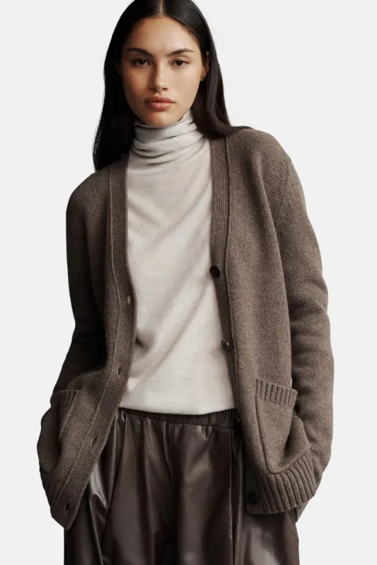 Phoebe Cardi Fudge Melange sold by Blue & Cream