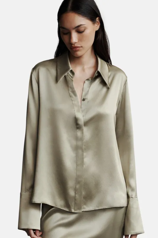 Object Of Affection Top With Sleeve Detail In Sage sold by Blue & Cream