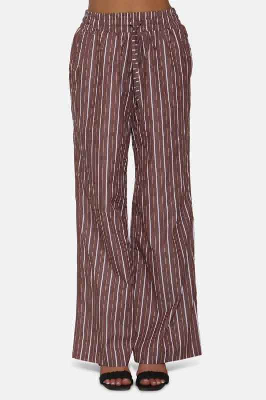 Georgica Beach Poplin Pant Brown Stripe sold by Blue & Cream