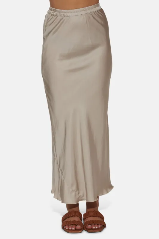 Anya Satin Skirt Champagne sold by Blue & Cream