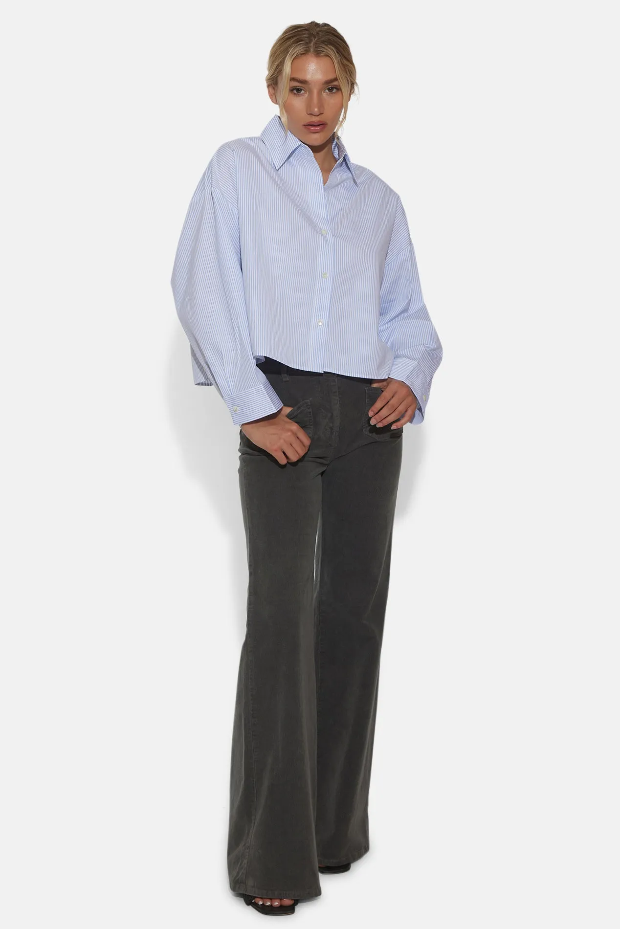 Gansett Poplin Crop Shirt Micro Stripe White/Blue sold by Blue & Cream product image thumbnail 4