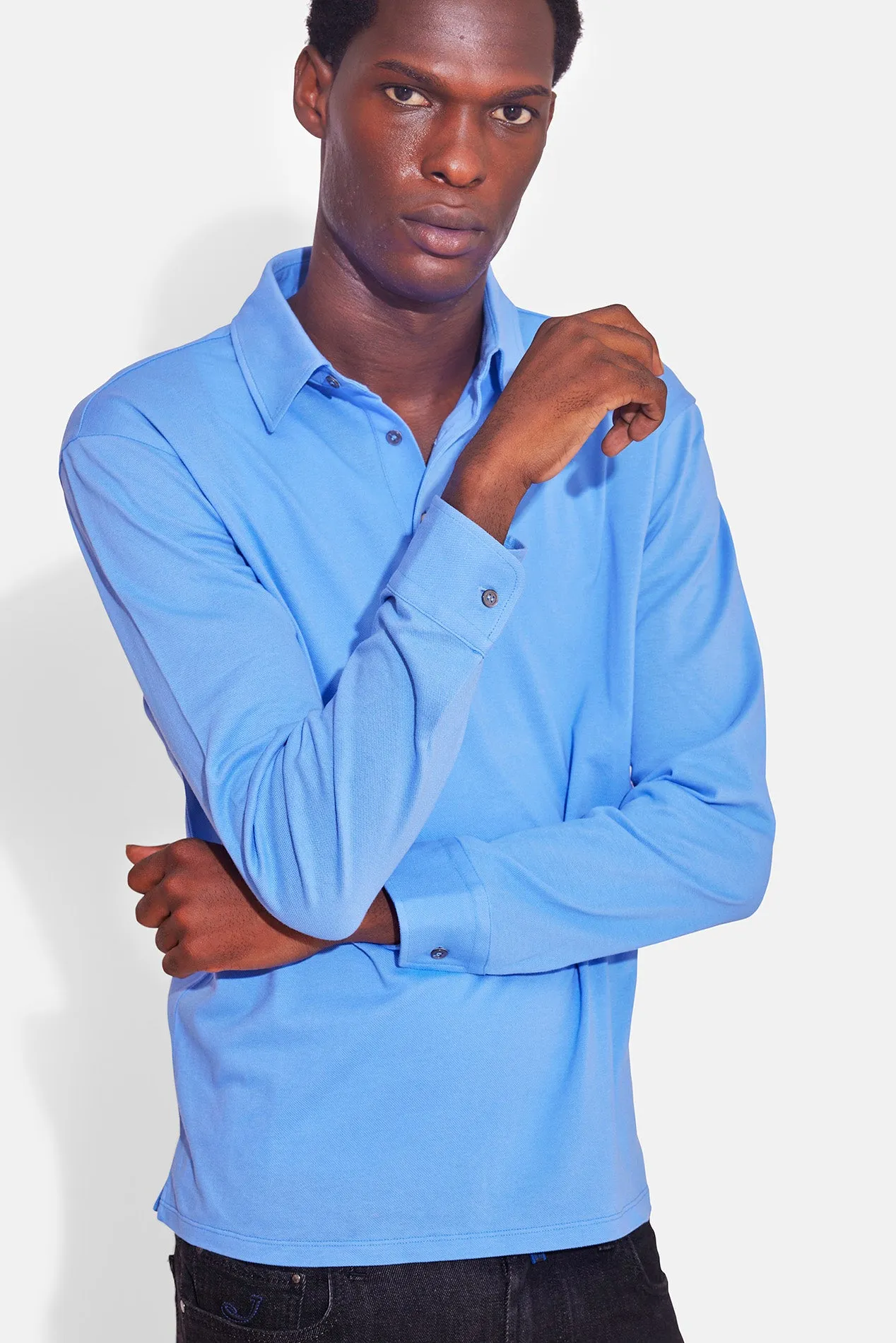 Marco LS Pique Polo Blue sold by Blue & Cream product image thumbnail 4