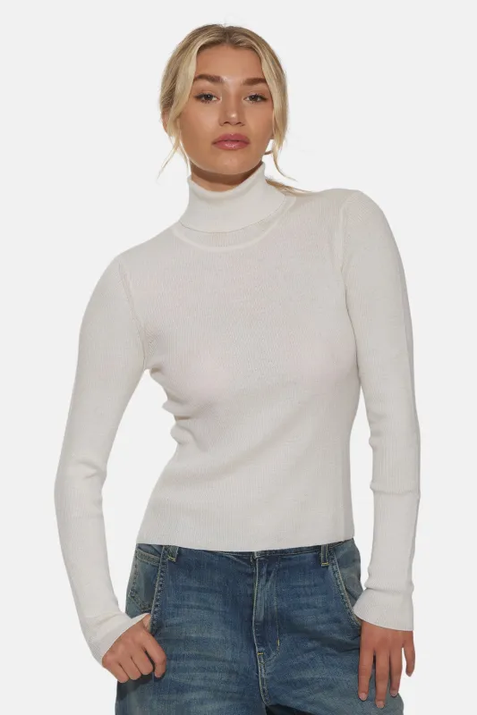 Eva Cashmere Turtleneck Sweater Ivory sold by Blue & Cream