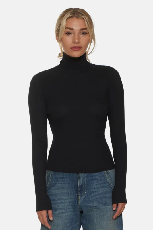 Eva Cashmere Turtleneck Sweater Black sold by Blue & Cream