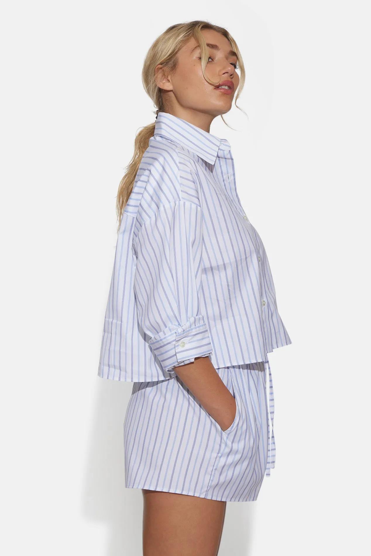 Gansett Poplin Crop Shirt Multi Stripe sold by Blue & Cream product image thumbnail 3