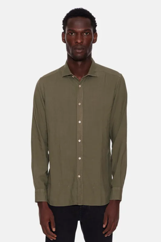 Cotton French Collar Shirt Olive sold by Blue & Cream
